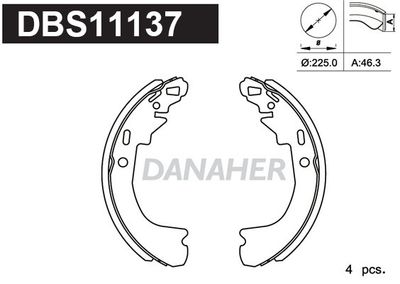 Комплект тормозных колодок DANAHER DBS11137 для PONTIAC TRANS