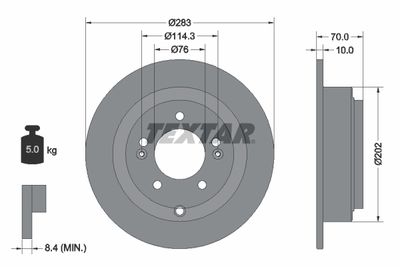 Тормозной диск TEXTAR 92244403 для KIA OPIRUS