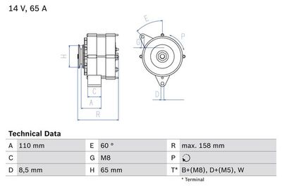 Генератор BOSCH 0 986 034 500 для VW 181