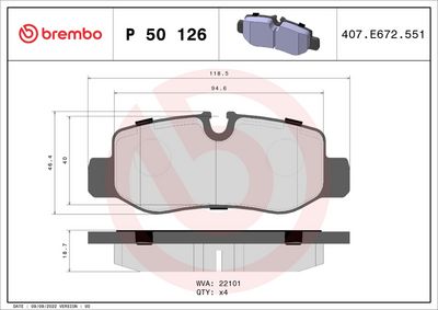 Комплект тормозных колодок, дисковый тормоз P 50 126