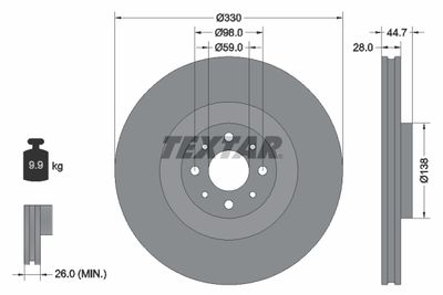 Тормозной диск TEXTAR 92272403 для LANCIA DELTA