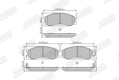 Комплект тормозных колодок, дисковый тормоз JURID 572453J для HYUNDAI GRACE