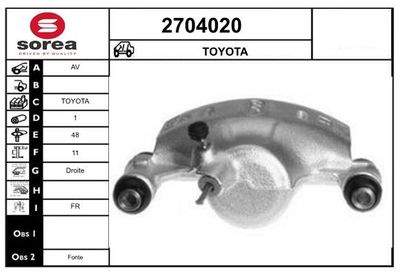 EAI 2704020 Тормозной суппорт  для TOYOTA TERCEL (Тойота Теркел)