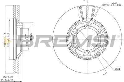 Тормозной диск BREMSI CD6459V для MITSUBISHI L200