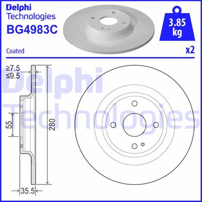 Тормозной диск DELPHI BG4983C для ABARTH 124