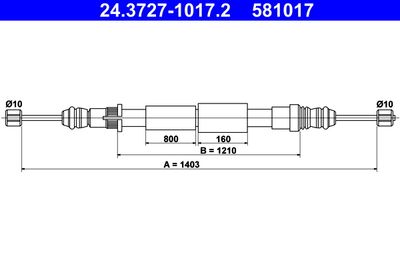 Тросик, cтояночный тормоз ATE 24.3727-1017.2 для RENAULT SUPER