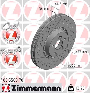 Тормозной диск ZIMMERMANN 400.5503.70 для MERCEDES-BENZ AMG