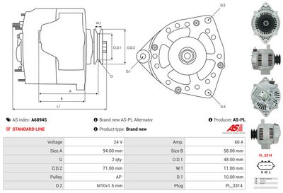 GENERATOR / ALTERNATOR AS-PL A6894S 5