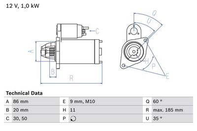 Startmotor BOSCH 0 986 027 030