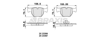 BRAXIS AA0215 Тормозные колодки и сигнализаторы  для LAND ROVER RANGE ROVER III (L322) 3.6 D 4x4