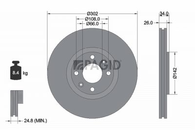 Tarcza hamulcowa PAGID 54332NC