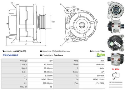 GENERATOR / ALTERNATOR AS-PL A3149VALEO 4