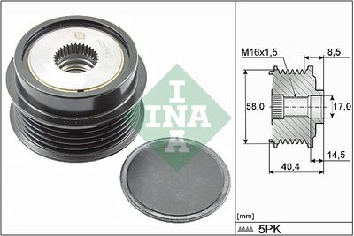 Frihjulskoppling, generator INA 535 0280 10