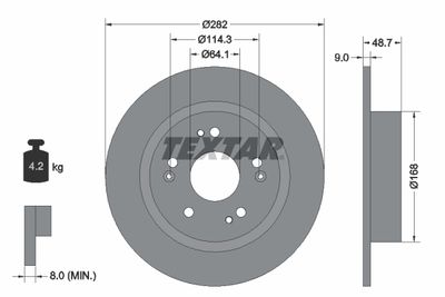 Тормозной диск TEXTAR 92301603 для HONDA HR-V