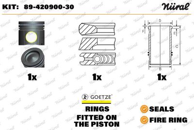 Set raparatii, piston/bucsa cursa cilindru NÜRAL 1910024789