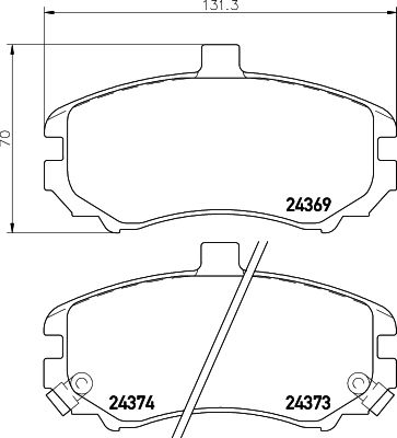 Комплект тормозных колодок, дисковый тормоз HELLA 8DB 355 030-211 для HYUNDAI ELANTRA