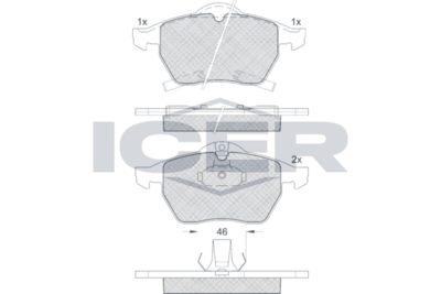 комплект спирачно феродо, дискови спирачки ICER 181218