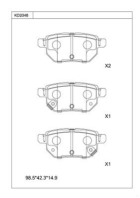 Комплект тормозных колодок, дисковый тормоз ASIMCO KD2048 для TOYOTA MATRIX