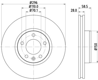 Тормозной диск HELLA 8DD 355 127-091 для OPEL SENATOR