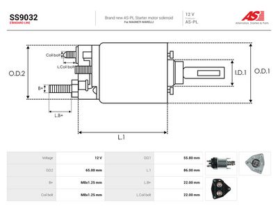 Solenoid, startmotor AS-PL SS9032 för FIAT, LADA
