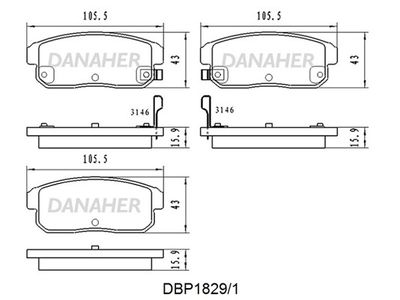 Комплект тормозных колодок, дисковый тормоз DANAHER DBP1829/1 для MAZDA RX-8