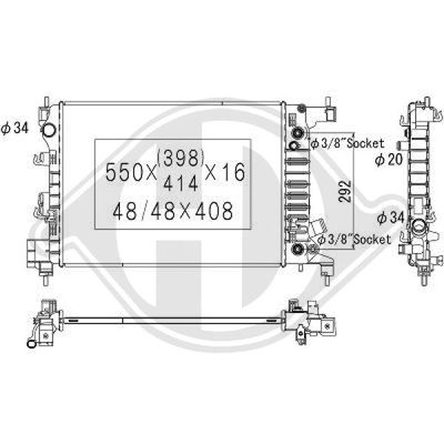 Радиатор, охлаждение двигателя DIEDERICHS DCM1640 для CHEVROLET AVEO
