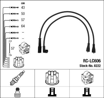 Комплект проводов зажигания NGK 8222 для LANCIA THEMA