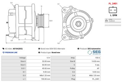 Alternator AS-PL A0164(SEG)