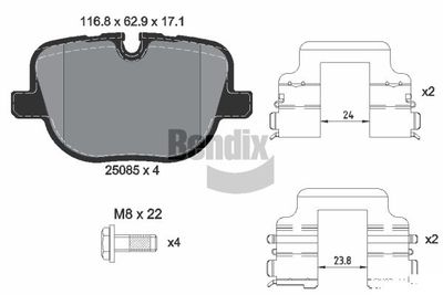 BENDIX Braking BPD2223 Тормозные колодки и сигнализаторы  для LAND ROVER RANGE ROVER III (L322) 4.4 D 4x4