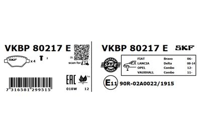 Brake Pad Set, disc brake VKBP 80217 E