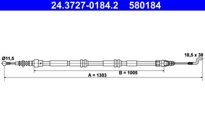 Тросик, cтояночный тормоз ATE 24.3727-0184.2 для VW CALIFORNIA