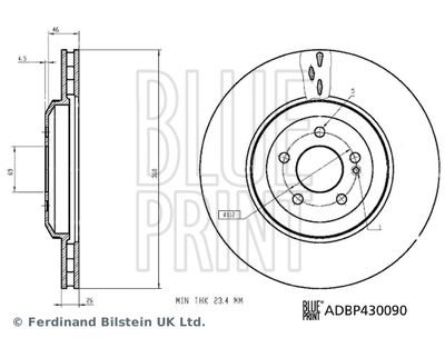 Тормозной диск BLUE PRINT ADBP430090 для MERCEDES-BENZ EQC
