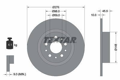 Тормозной диск TEXTAR 92114703 для ALFA ROMEO GT