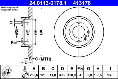 Тормозной диск ATE 24.0113-0178.1 для SEAT INCA