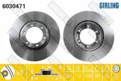 Тормозной диск GIRLING 6030471 для ISUZU WFR