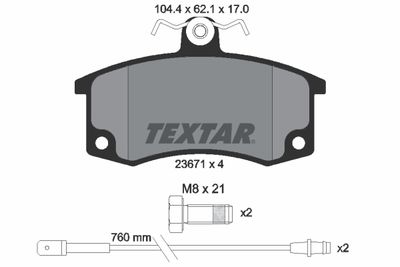 Комплект тормозных колодок, дисковый тормоз TEXTAR 2367101 для LADA 111