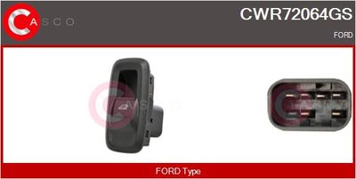 CASCO CWR72064GS Кнопка стеклоподьемника  для FORD  (Форд Екоспорт)