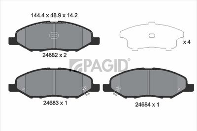 комплект спирачно феродо, дискови спирачки PAGID T1820N