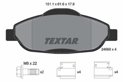 Комплект тормозных колодок, дисковый тормоз TEXTAR 2466001 для PEUGEOT 408