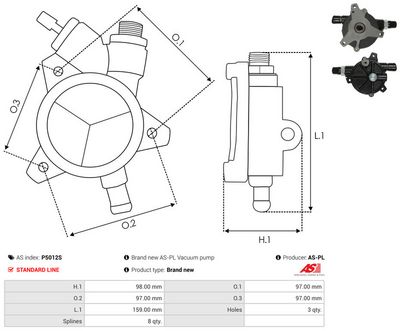 POMPA VACUUM SISTEM DE FRANARE AS-PL P5012S 2