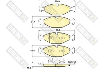 Комплект тормозных колодок, дисковый тормоз GIRLING 6114002 для DAIMLER XJ