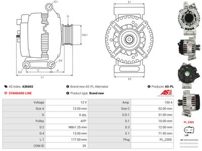 GENERATOR / ALTERNATOR AS-PL A3666S 4