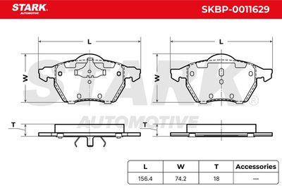 комплект спирачно феродо, дискови спирачки STARK SKBP-0011629
