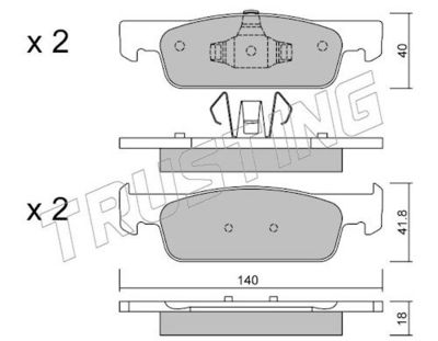 Sada brzdových destiček, kotoučová brzda TRUSTING 991.0