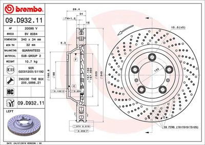 BREMBO Bremsscheibe PRIME LINE - UV Coated (09.D932.11)