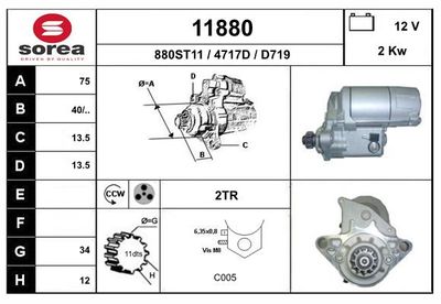 EAI 11880 Стартер  для LAND ROVER FREELANDER I Soft Top (L314) 2.0 DI 4x4