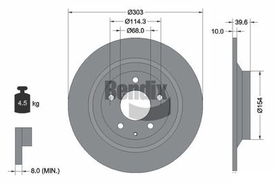 Тормозной диск BENDIX Braking BDS1652 для MAZDA MX-30