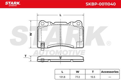 комплект спирачно феродо, дискови спирачки STARK SKBP-0011040