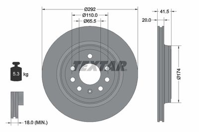Тормозной диск TEXTAR 92118403 для CADILLAC BLS