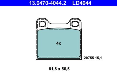 Комплект тормозных колодок, дисковый тормоз 13.0470-4044.2